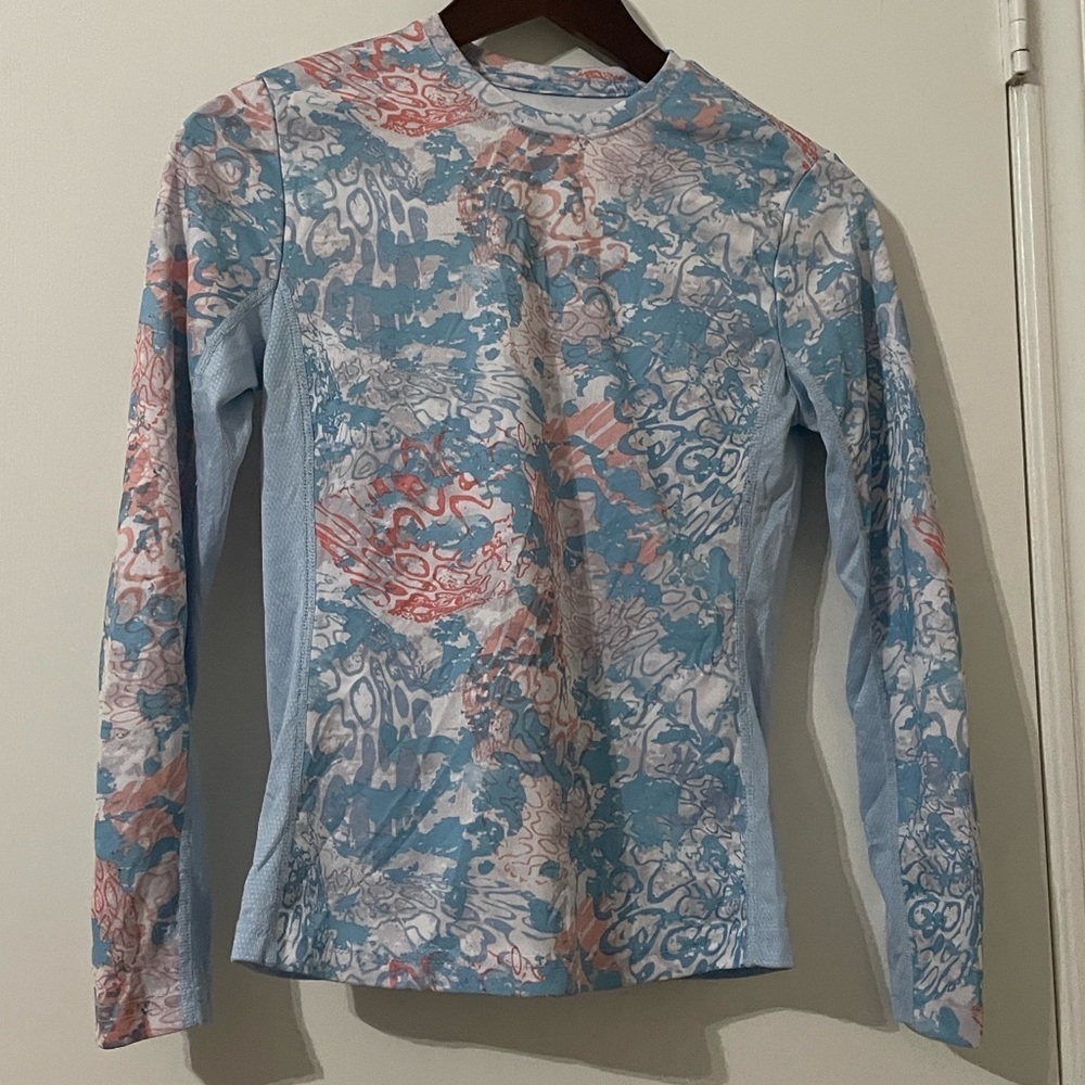 Huk Abstract Blue and Pink Long Sleeve Tee Size XS